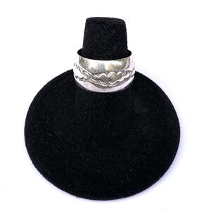 Sterling Silver Wide Band Ring with Engraved Design Size 6 1/2